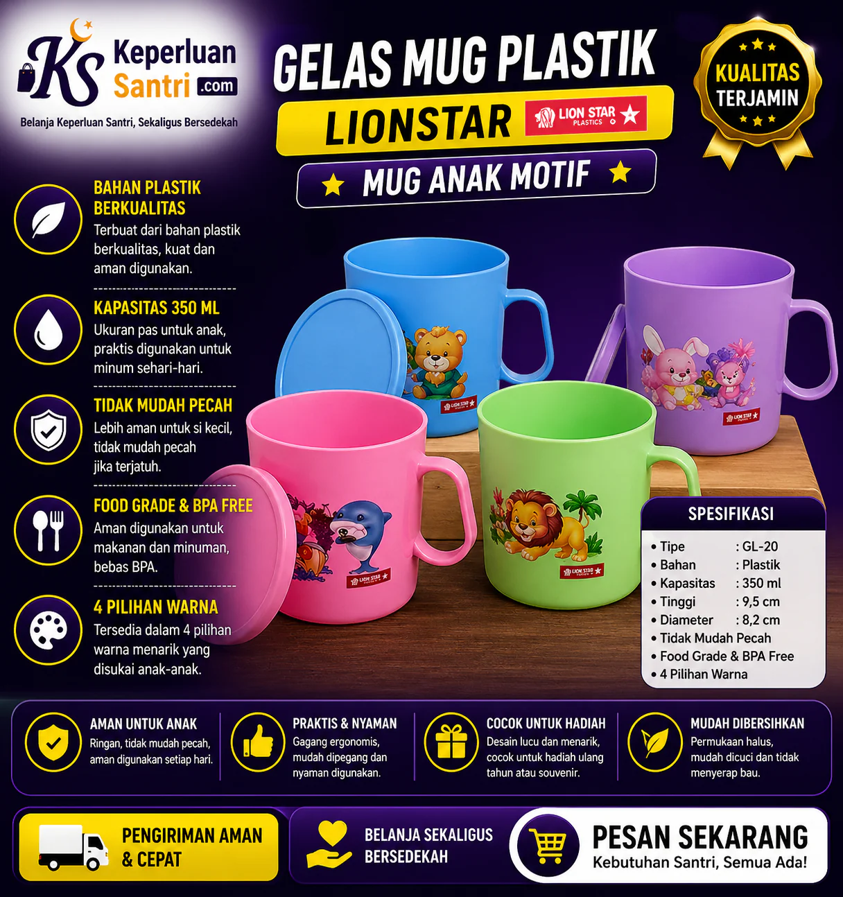Gelas Mug Plastik Lion Star