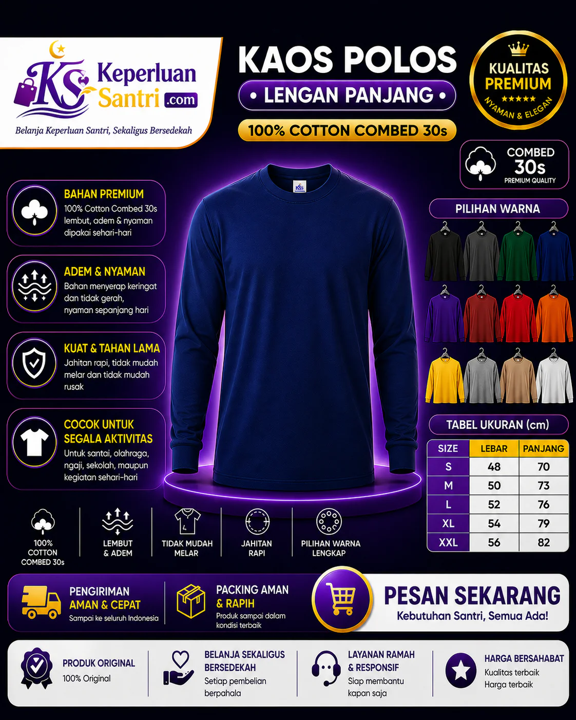 Kaos Polos Lengan Panjang