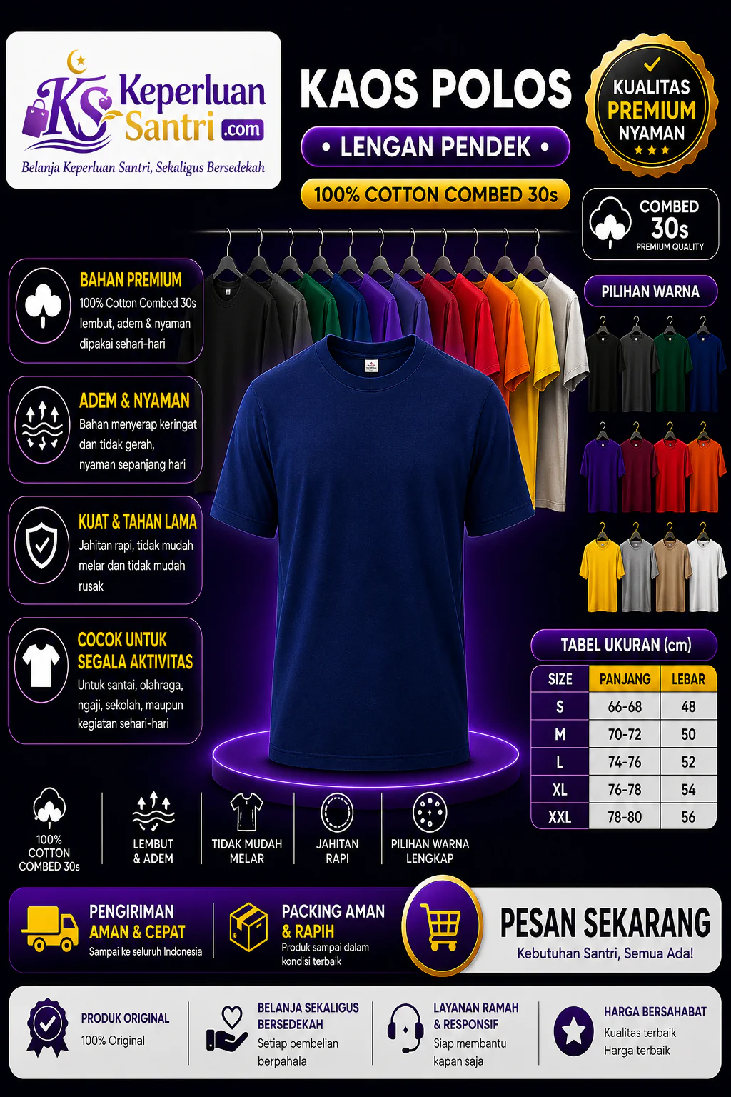 Kaos Polos Lengan Pendek