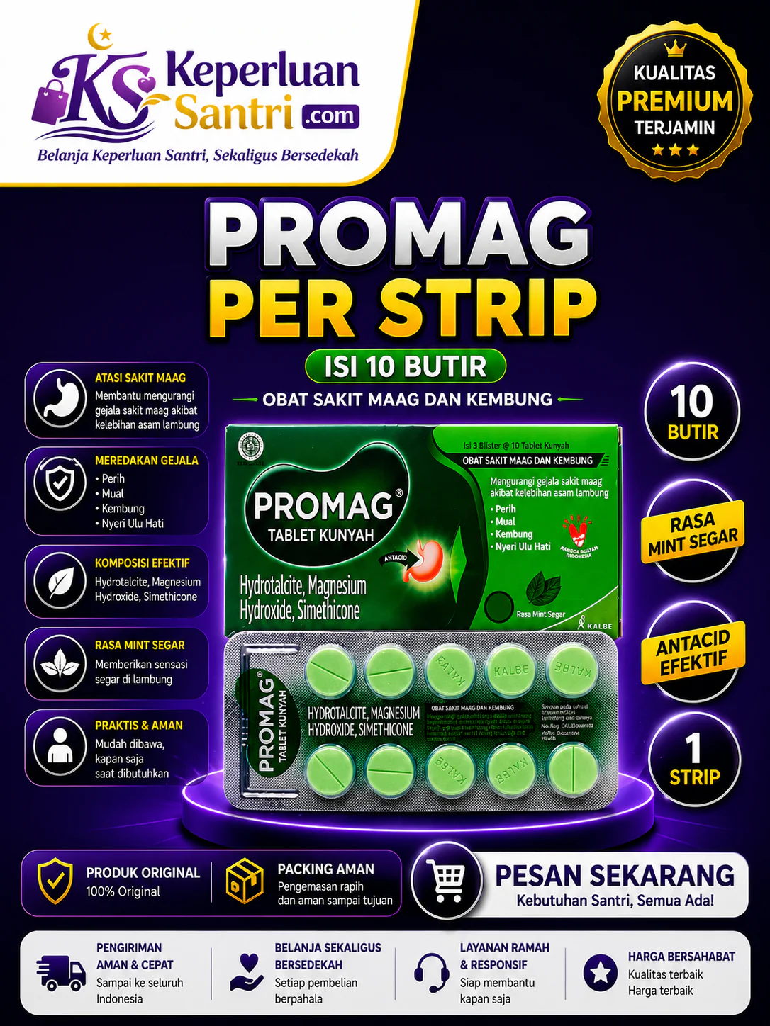 Promag Obat Maag per Strip (Isi 10 Tablet)