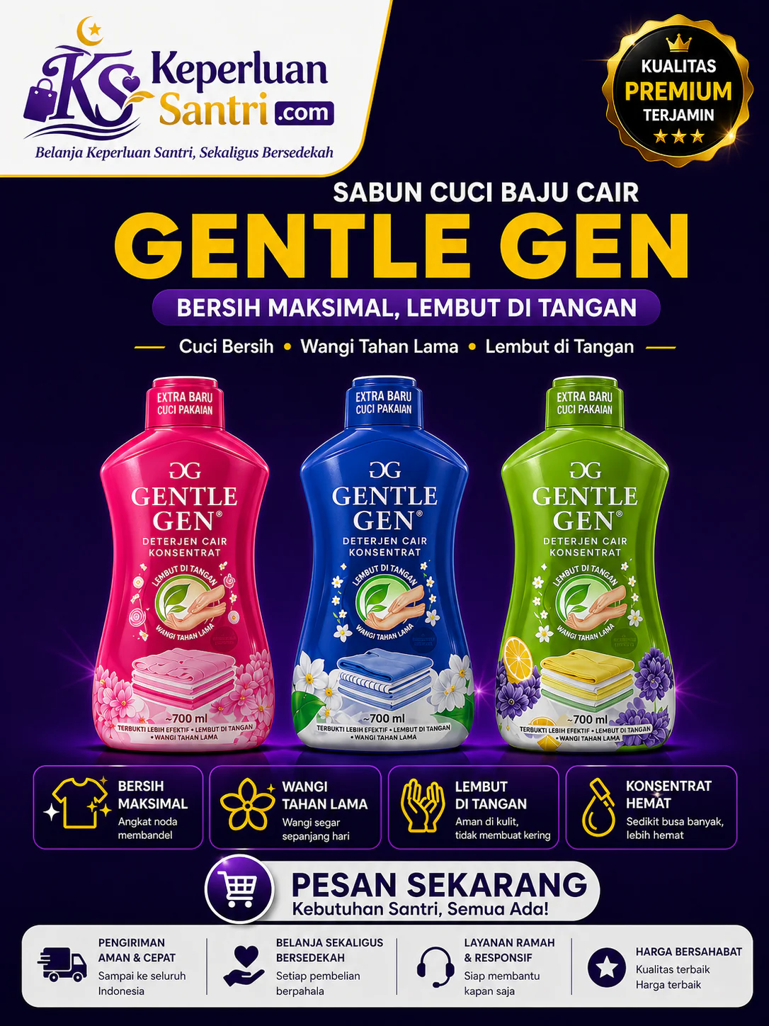 Sabun Cuci Baju Cair GENTLE GEN Botol