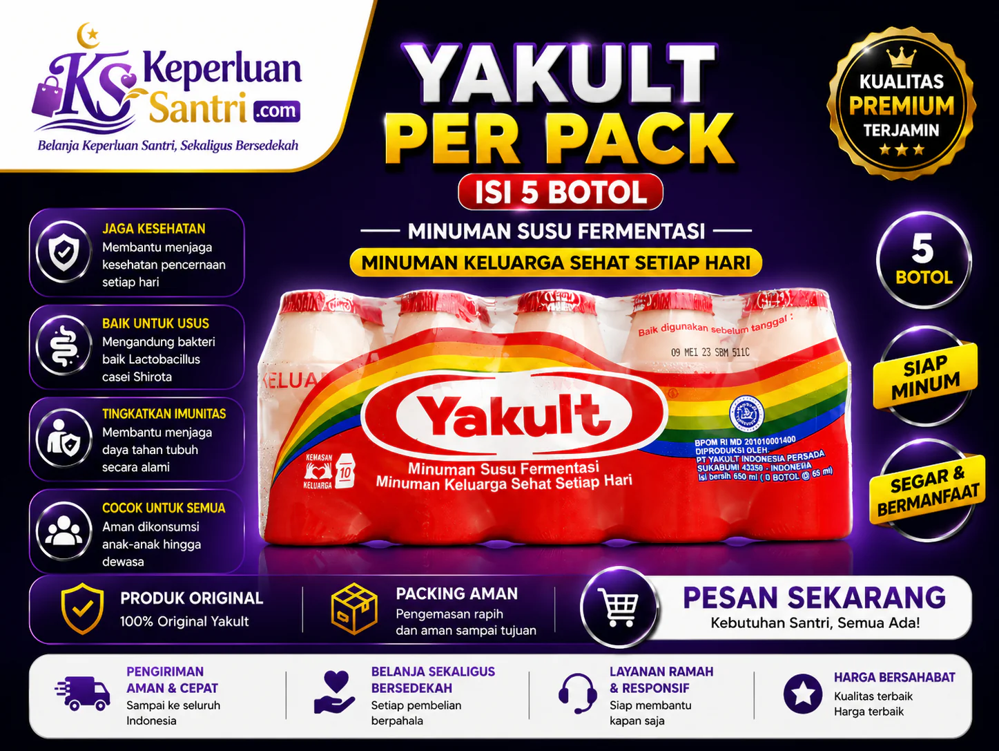Produk Yakult Pack (1 Pack Isi 5 Botol)