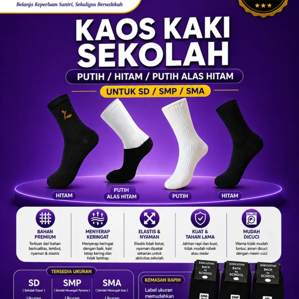 Kaos Kaki Putih Hitam Campuran