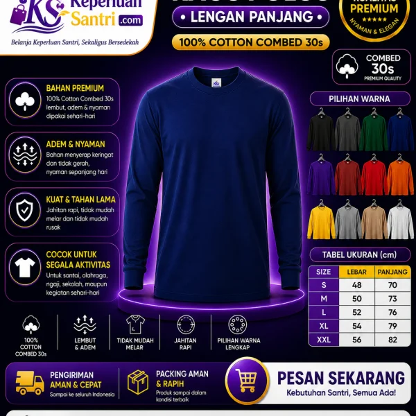 Kaos Polos Lengan Panjang