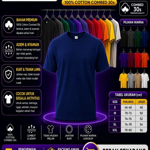 Kaos Polos Lengan Pendek